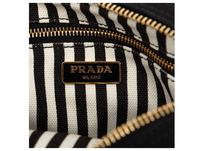Bolso Pouch Prada Canapa Logo Negro - vista 5