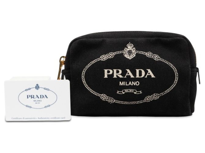 Bolso Pouch Prada Canapa Logo Negro - vista 6