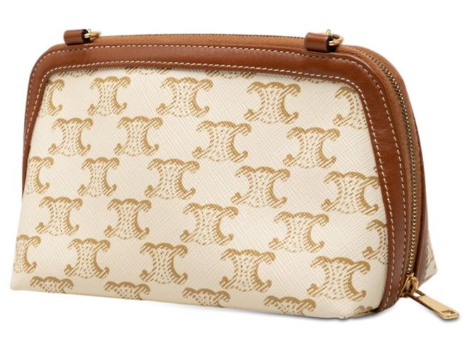 Céline Celine Triomphe Handtasche Clutch Braun Weiß - Ansicht 2