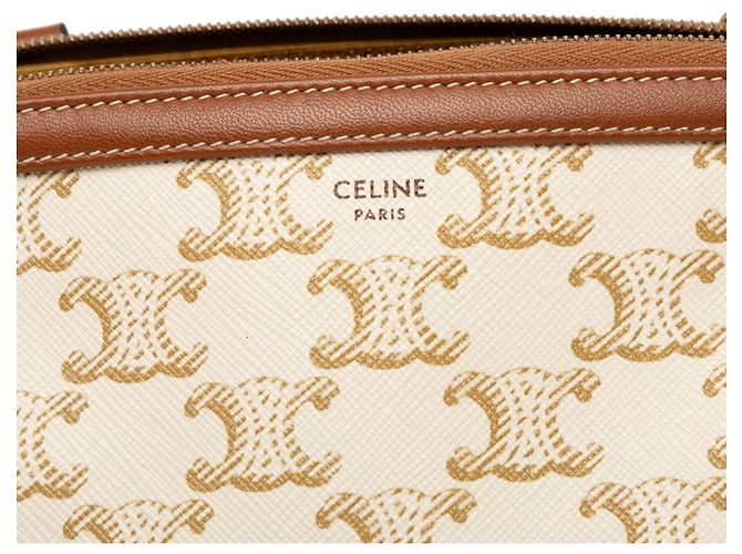 Céline Celine Triomphe Handtasche Clutch Braun Weiß - Ansicht 4