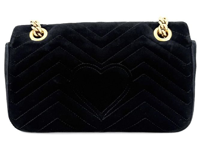 Bolsa de ombro Gucci GG Marmont acolchoada com corrente Small Preto - vista 2