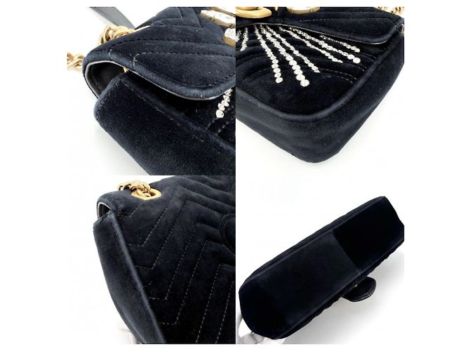 Bolsa de ombro Gucci GG Marmont acolchoada com corrente Small Preto - vista 8