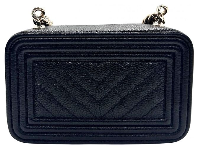 Boy Borsa a tracolla Chanel in pelle di vitello martellata nera Nero - vista 2