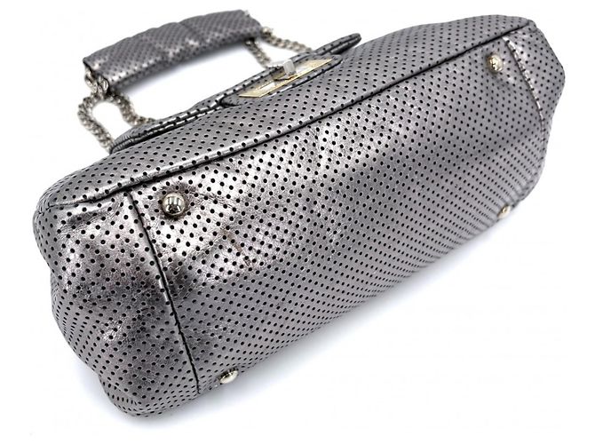 Borsa a tracolla Chanel da donna in argento traforato - vista 3