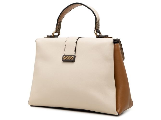 Borsa a mano Small Piazza Bottega Veneta Marrone Bianco - vista 2