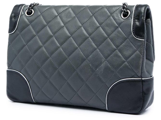 Chanel Gray Paris Salzburg Medium Bicolor gestepptes Lammleder Tyrolean Flap Braun - Ansicht 2