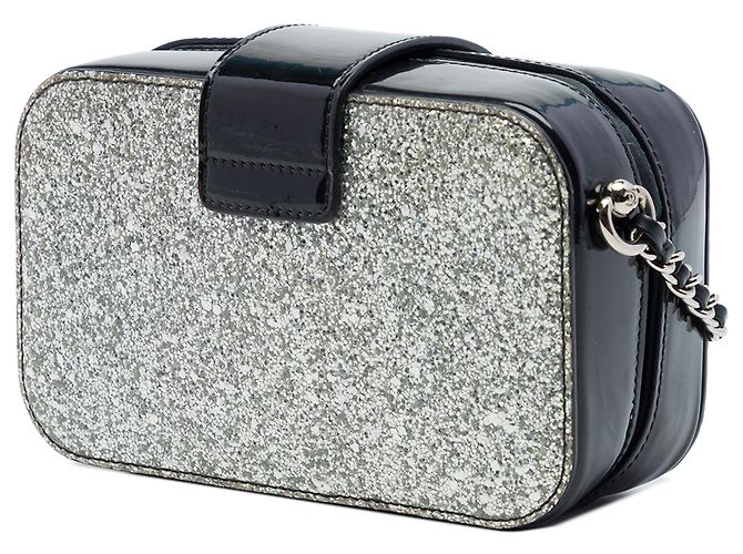 Borsa Camera Chanel Silver Glitter Patent Evening On The Moon - vista 2