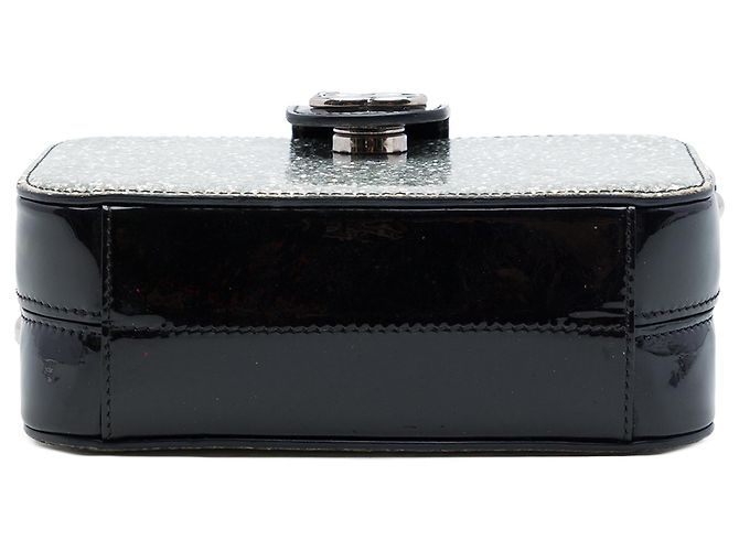 Borsa Camera Chanel Silver Glitter Patent Evening On The Moon - vista 3