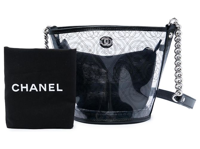 Bolsa Bucket Chanel Black Small em PVC e couro de vitelo amassado Camellia Coco Preto - vista 6