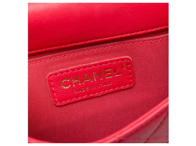 Chanel Red Small Quilted Lambskin Chic Pearls Flap Rosso - vista 5