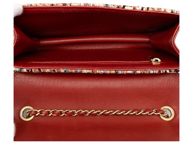 Chanel Brown Mini Quilted Tweed Beauty Lock Flap Marrone - vista 4