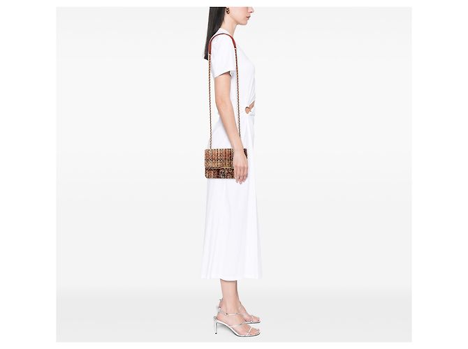 Chanel Brown Mini Quilted Tweed Beauty Lock Flap Marrone - vista 7