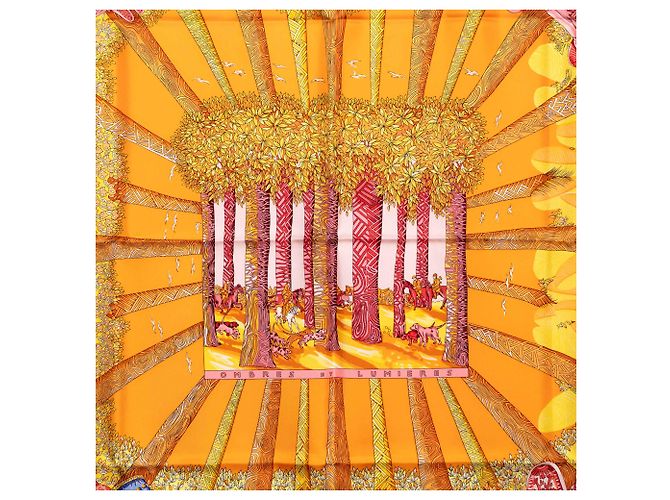 Sciarpa in seta Hermès Orange Ombres et Lumieres 90 Arancione - vista 2
