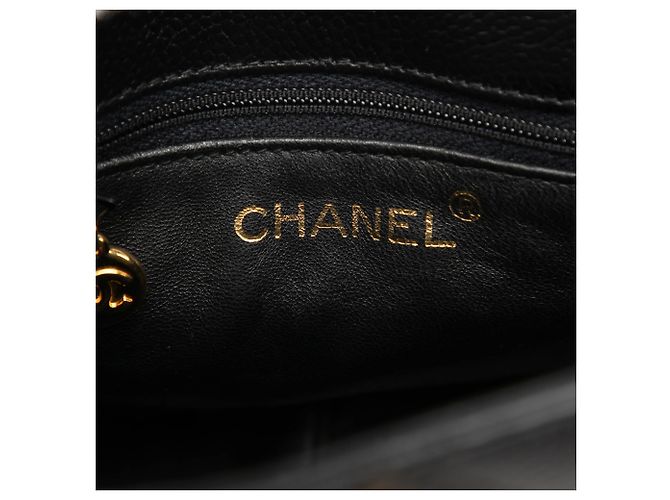 Chanel Black CC gesteppte Caviar Box Bag mit geschnitzter Schnalle Schwarz - Ansicht 5