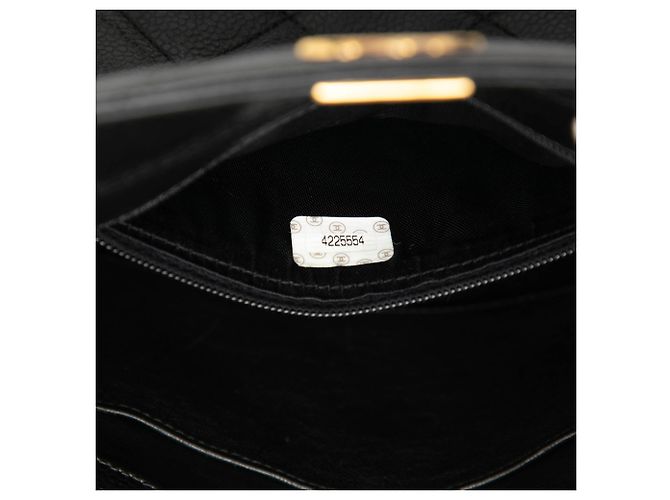 Chanel Black CC gesteppte Caviar Box Bag mit geschnitzter Schnalle Schwarz - Ansicht 6
