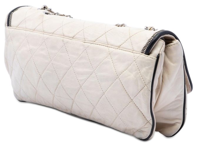 Chanel White Quilted Lambskin East West Mademoiselle Flap Bianco - vista 2