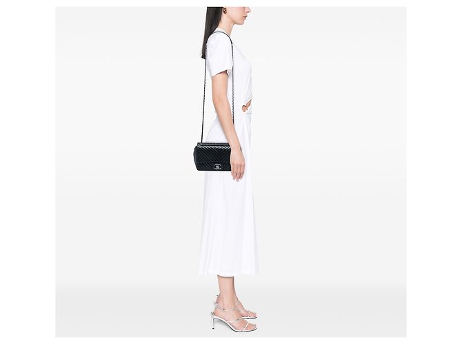 Chanel Black Small Lambskin CC Crossing Flap Nero - vista 6
