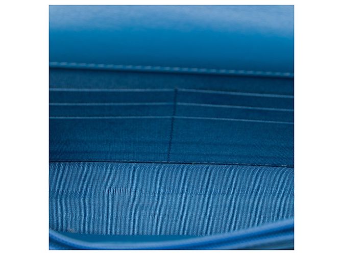 Wallet On Chain Portafoglio con catena Chanel 19 in agnello trapuntato blu - vista 4