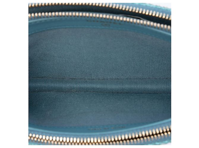 Clutch Chanel Blue Raffia Deauville Double Zip con Catena Blu chiaro - vista 4