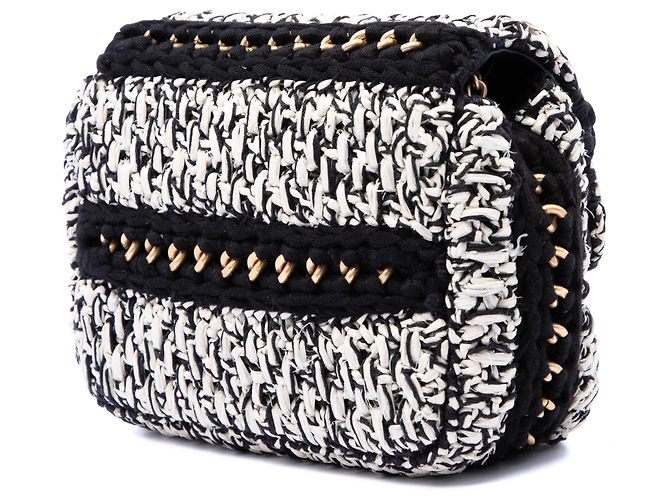 Chanel White Raffia Braided with Love Flap Bianco Crudo - vista 2