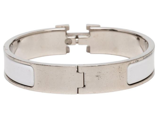 Pulsera Hermès Clic H en esmalte blanco estrecho PM - vista 3