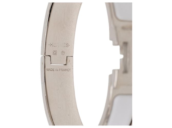 Pulsera Hermès Clic H en esmalte blanco estrecho PM - vista 4