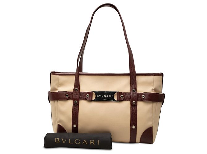 Bulgari Bvlgari Canvas-Tote mit beigem Lederbesatz - Ansicht 8