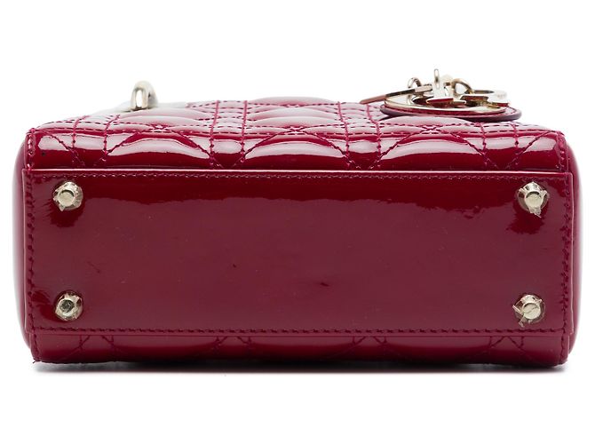 Lady Dior mini in vernice rosso cannage Bordò - vista 3