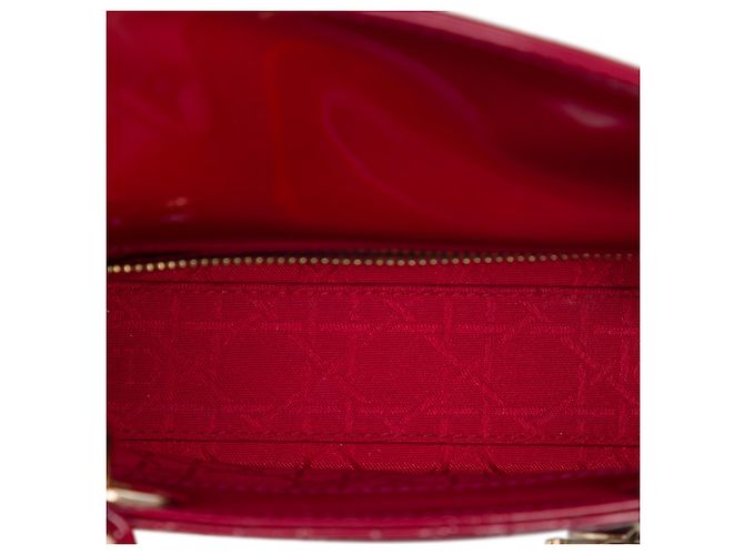 Lady Dior mini in vernice rosso cannage Bordò - vista 4