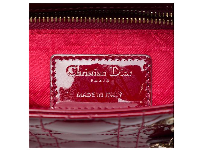Lady Dior mini in vernice rosso cannage Bordò - vista 5