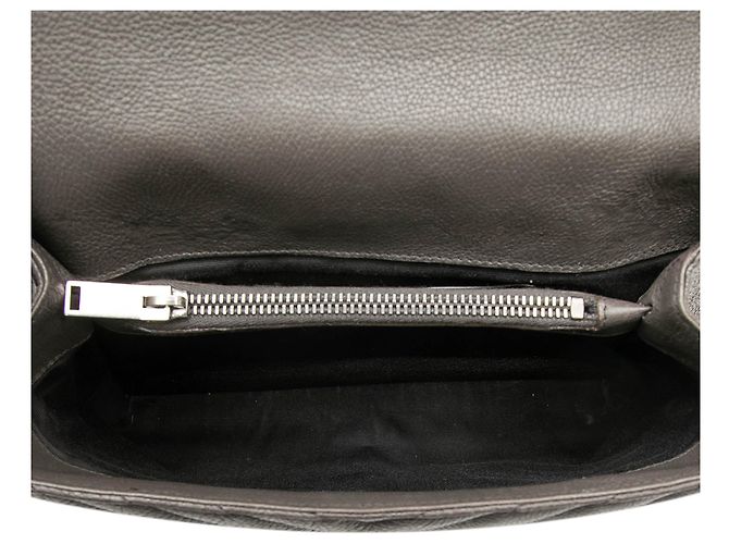 Bolsa Satchel Saint Laurent Chevron em pele de carneiro cinza Medium com monograma Marrom Cinza antracite - vista 4