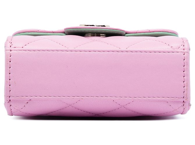 Chanel Pink Mini CC gestepptes Lammleder Top Handle Clutch mit Kette - Ansicht 3