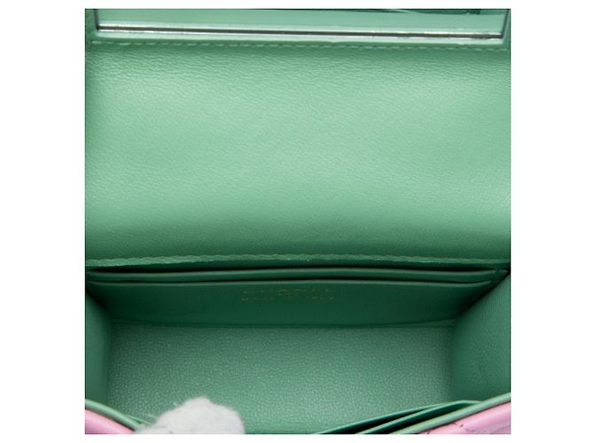 Chanel Pink Mini CC gestepptes Lammleder Top Handle Clutch mit Kette - Ansicht 4