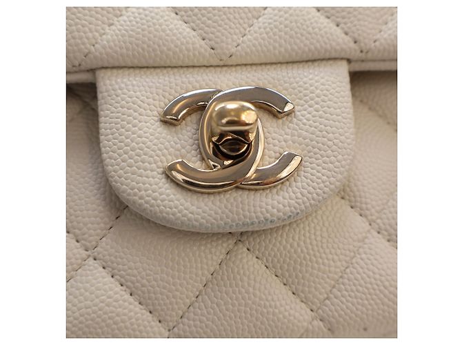 Chanel White Medium Classic Caviar Double Flap Bianco Crudo - vista 11