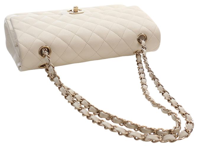 Chanel White Medium Classic Caviar Double Flap Bianco Crudo - vista 12