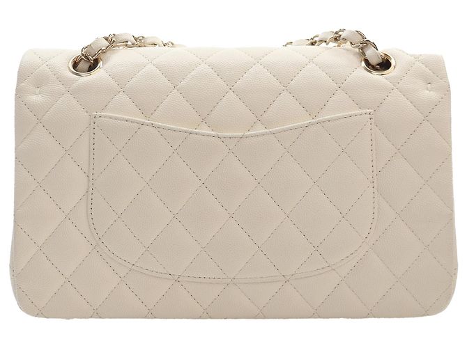 Chanel White Medium Classic Caviar Double Flap Bianco Crudo - vista 2