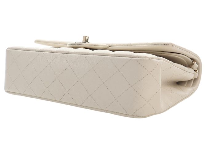 Chanel White Medium Classic Caviar Double Flap Bianco Crudo - vista 5