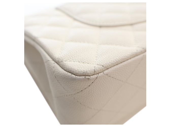 Chanel White Medium Classic Caviar Double Flap Bianco Crudo - vista 6