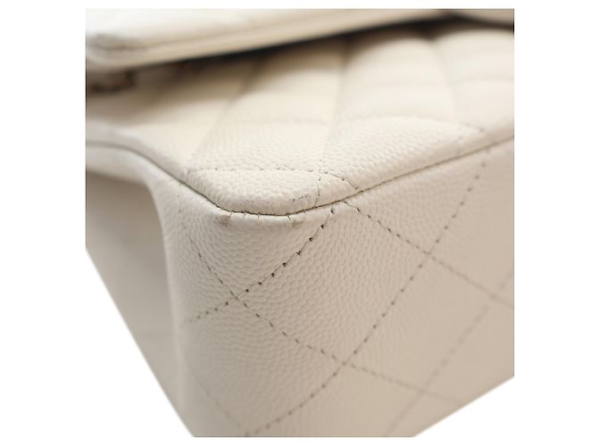 Chanel White Medium Classic Caviar Double Flap Bianco Crudo - vista 7