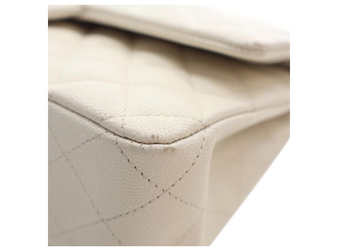 Chanel White Medium Classic Caviar Double Flap Bianco Crudo - vista 9