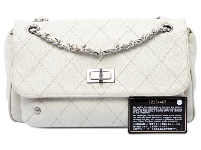 Chanel White Quilted Caviar Reissue 2.55 Pocket Flap Bianco - vista 7