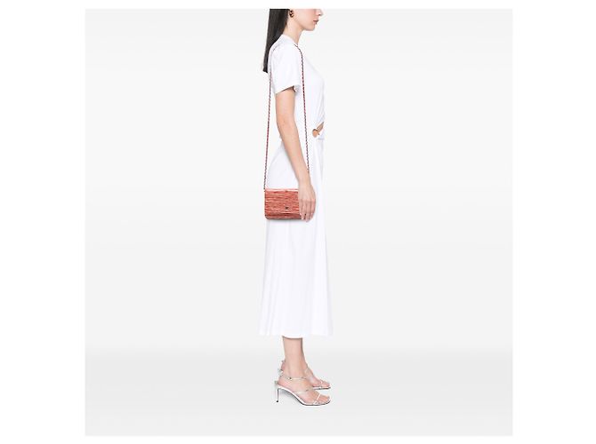Wallet On Chain Portafoglio Chanel Red CC a righe in vernice con catena Rosso - vista 6