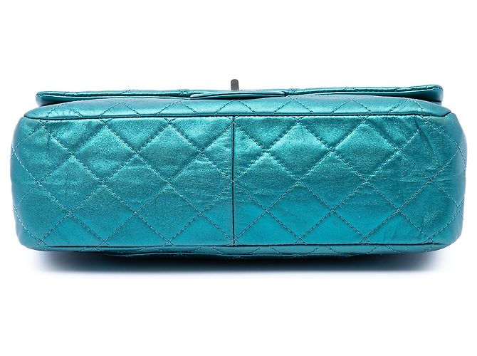 Chanel Blue Quilted Metallic Lambskin Reissue 2.55 Double Flap 227 Turchese - vista 3