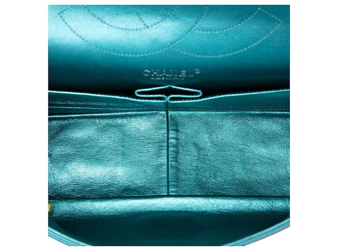 Chanel Blue Quilted Metallic Lambskin Reissue 2.55 Double Flap 227 Turchese - vista 4