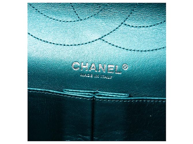 Chanel Blue Quilted Metallic Lambskin Reissue 2.55 Double Flap 227 Turchese - vista 5