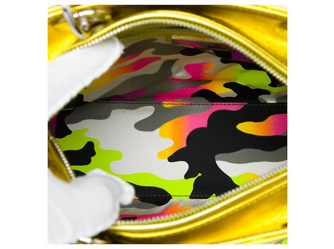 Dior Yellow Anselm Reyle Medium Metallic Lambskin Cannage Lady Dior Giallo - vista 4