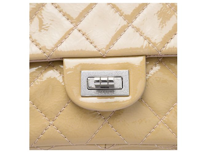 Chanel Beige Trapuntato Patent Crinkled Reissue 2.55 Double Flap 226 - vista 5