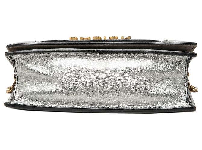 Clutch J'Adior in pelle di vitello metallizzata argento Dior con catena - vista 3