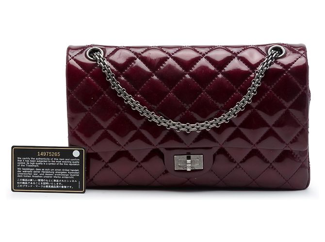 Chanel Red Quilted Patent Reissue 2.55 Double Flap 226 Rosso Bordò - vista 7
