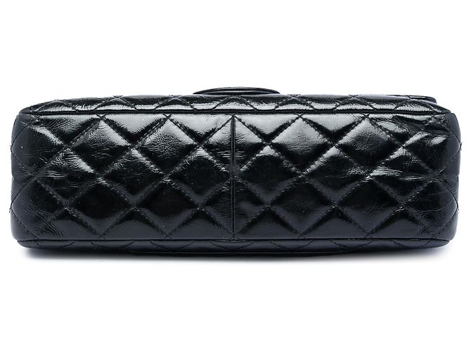 Chanel Black Quilted Crinkled Patent Reissue 2.55 Double Flap 227 Nero - vista 3